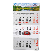 Nástěnný kalendář - Tříměsíční - A3 (s mezinárodními svátky) - černý - Příroda