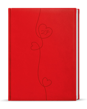 Denní diář - Adam - Vivella s ražbou - B6 - červená - Srdce