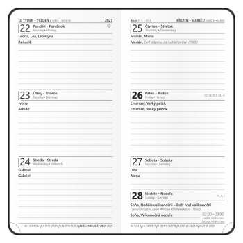 Týdenní diář - Jakub - Nuba - kapesní - písková