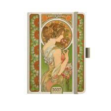 Denní diář A5 - Alfons Mucha 2027 - Zelený