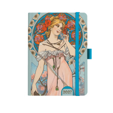 Týdenní diář A5 - Alfons Mucha 2027 - Modrý