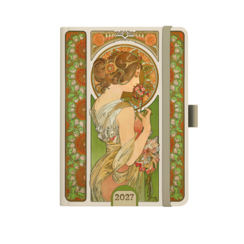Týdenní diář A5 - Alfons Mucha 2027 - Zelený